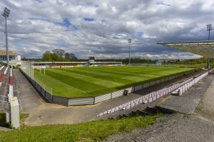 Celá plocha fotbalového stadionu klubu SK Hanácká Slavia Kroměříž